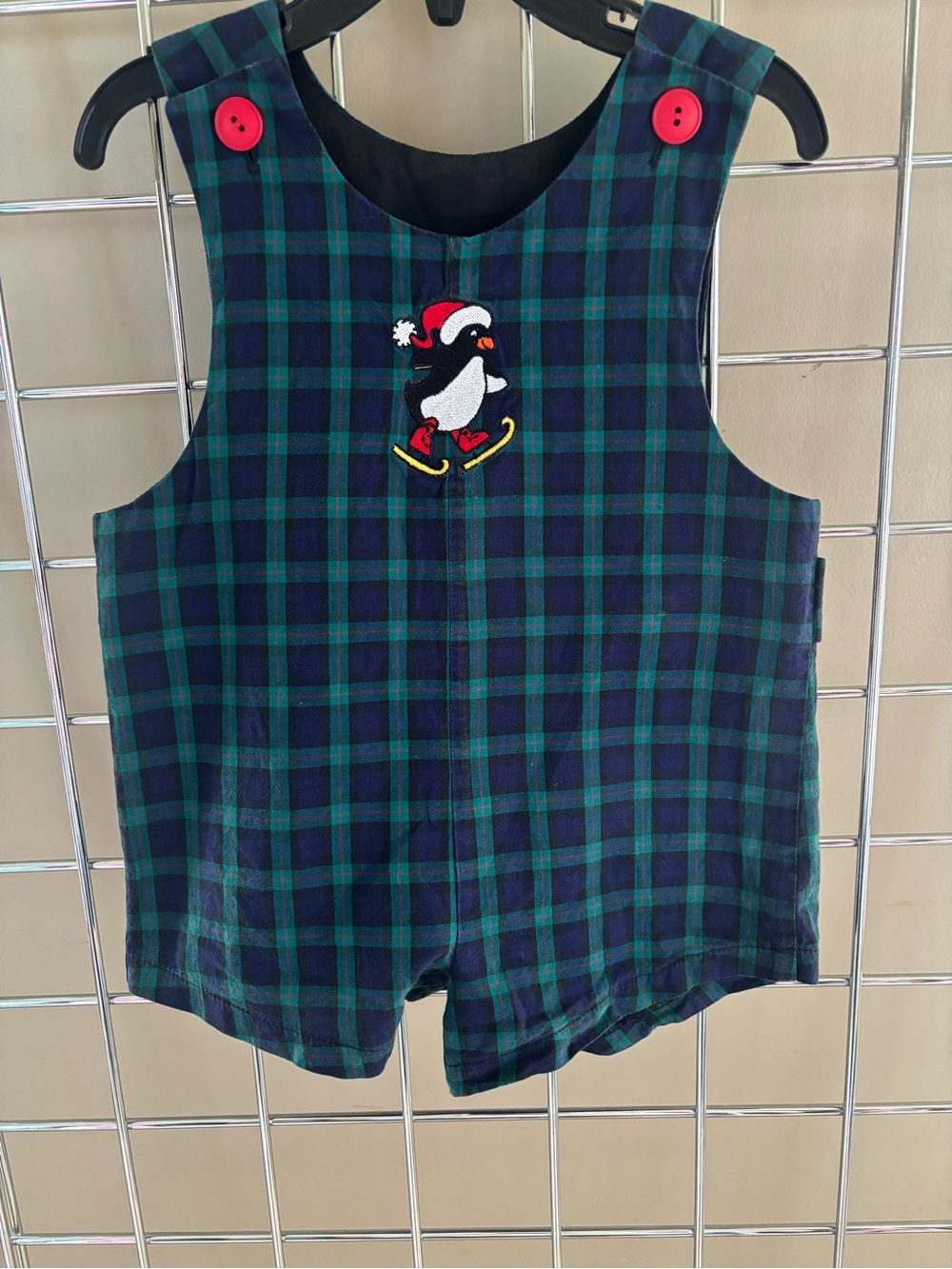 Vintage Penguin Santa Hat Embroidered One-Piece Romper 2T